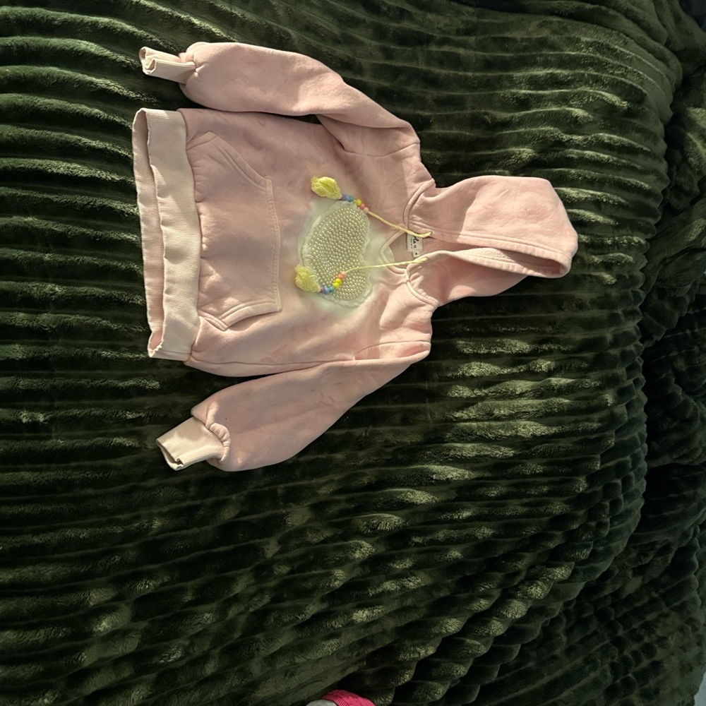 Lola + The Boys Pink Hoodie with Rainbow Accents